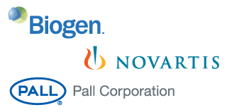 Biogen, Novartis, Pall Corporation logos